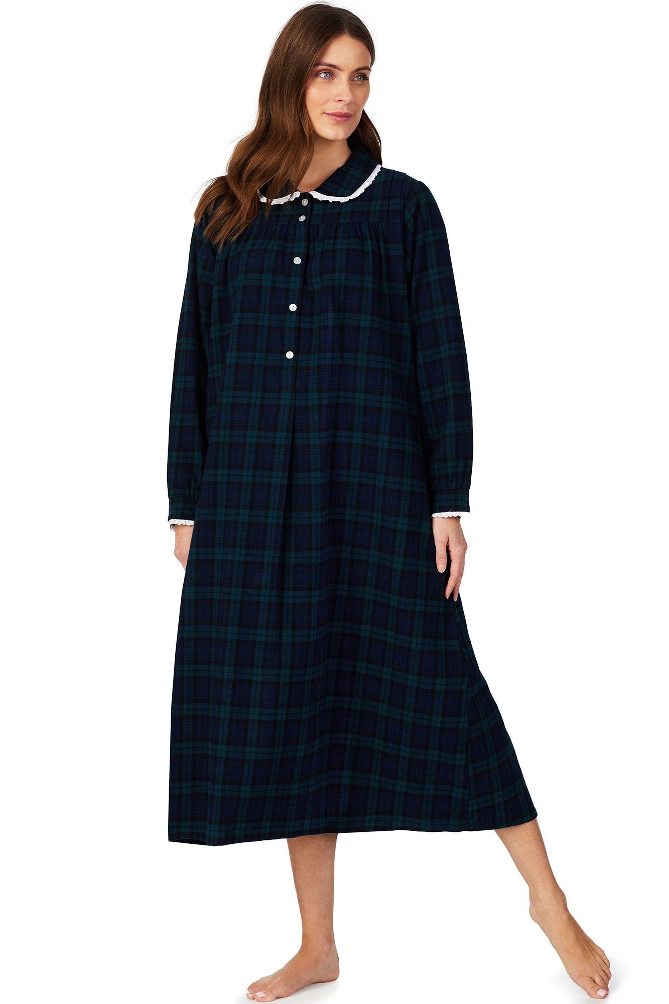 Black Watch Plaid Flannel Gown Petite