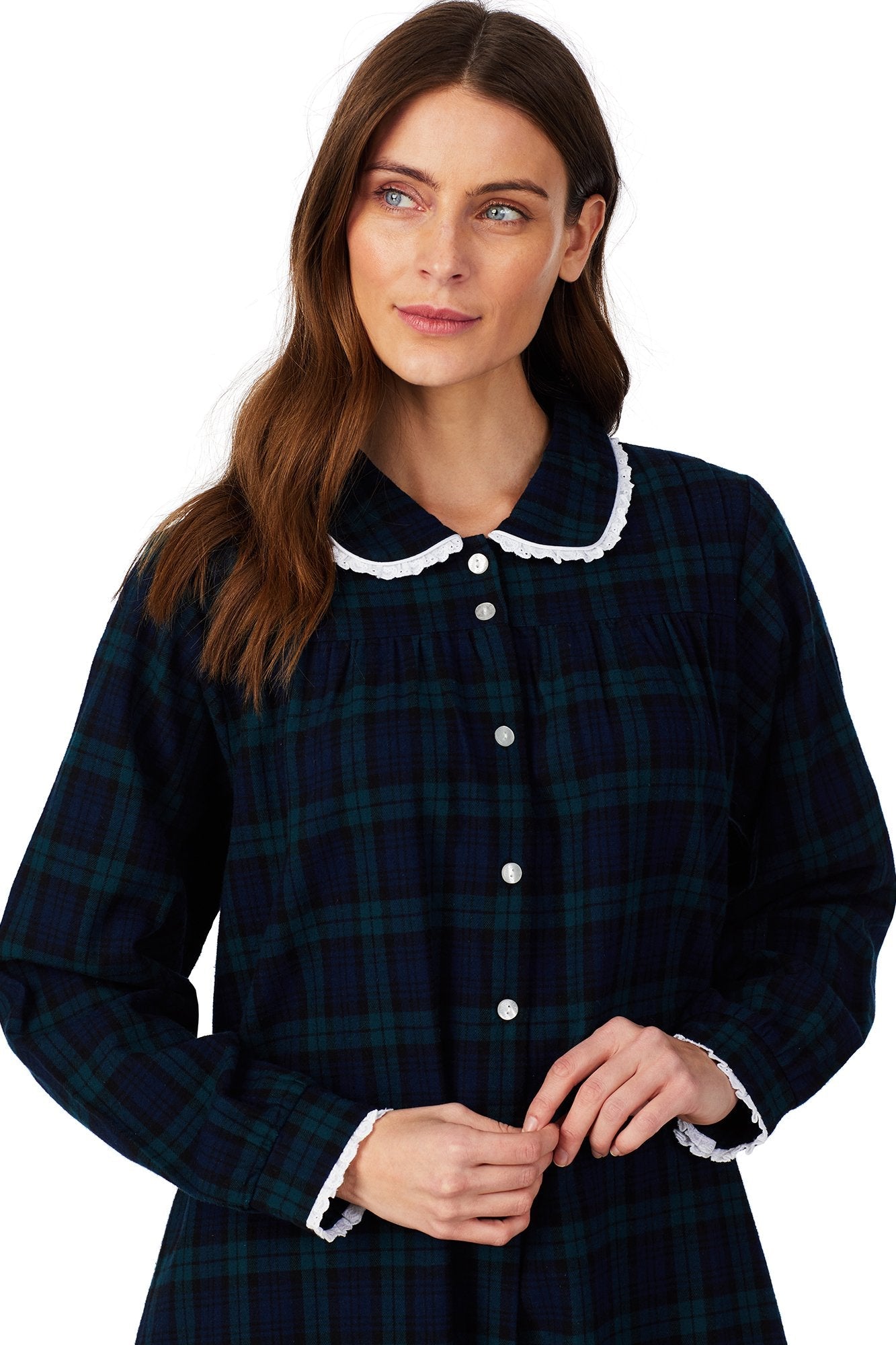 Black Watch Plaid Flannel Gown Petite