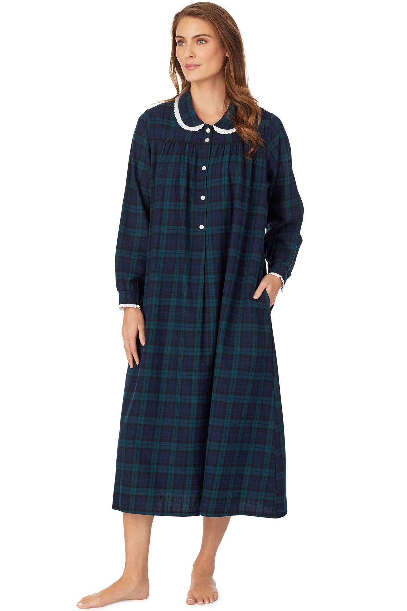 Black Watch Plaid Flannel Gown Petite