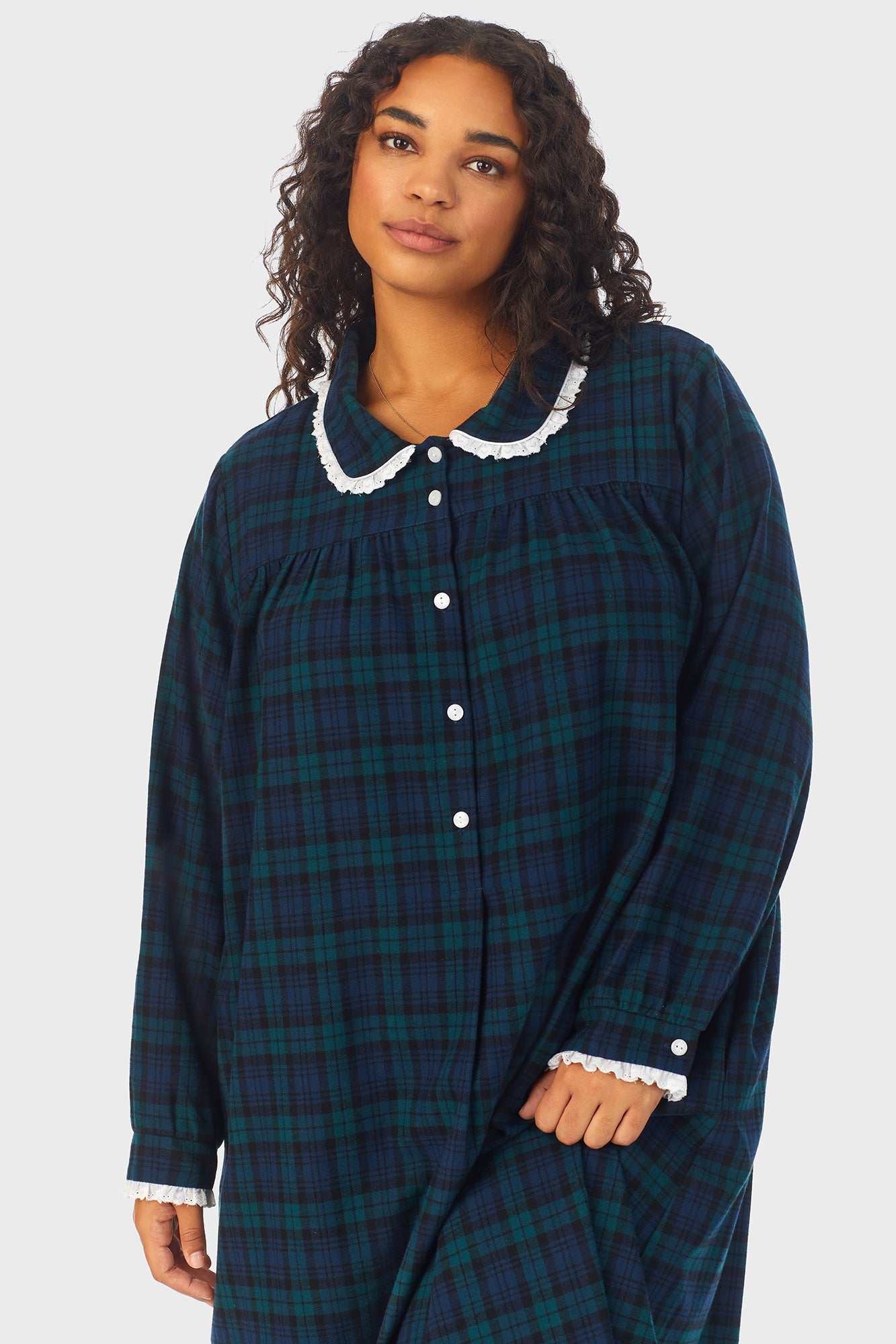 Black Watch Peterpan Flannel Gown Plus